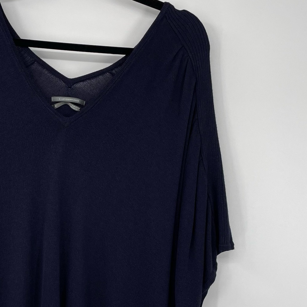 Anthropologie Navy Blue Poncho Sweater. Linen Blend - Picture 4 of 9